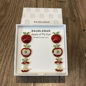 NIB BaubleBar Back-to-School Apple Dangle Earrings